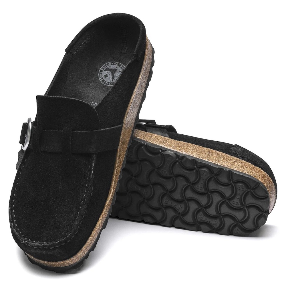 Birkenstock Buckley | Black Suede Slip-On Clogs